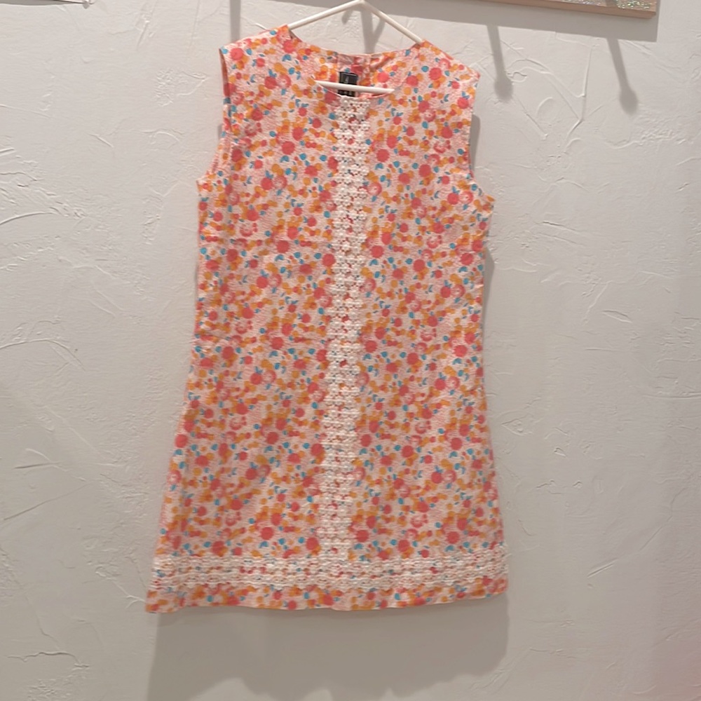 Oscar de la Renta floral shift dress with lace detail girls sz 10